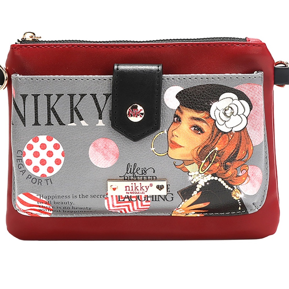 Nikki Bag‎ Burgundy and Gray Women's Clutch